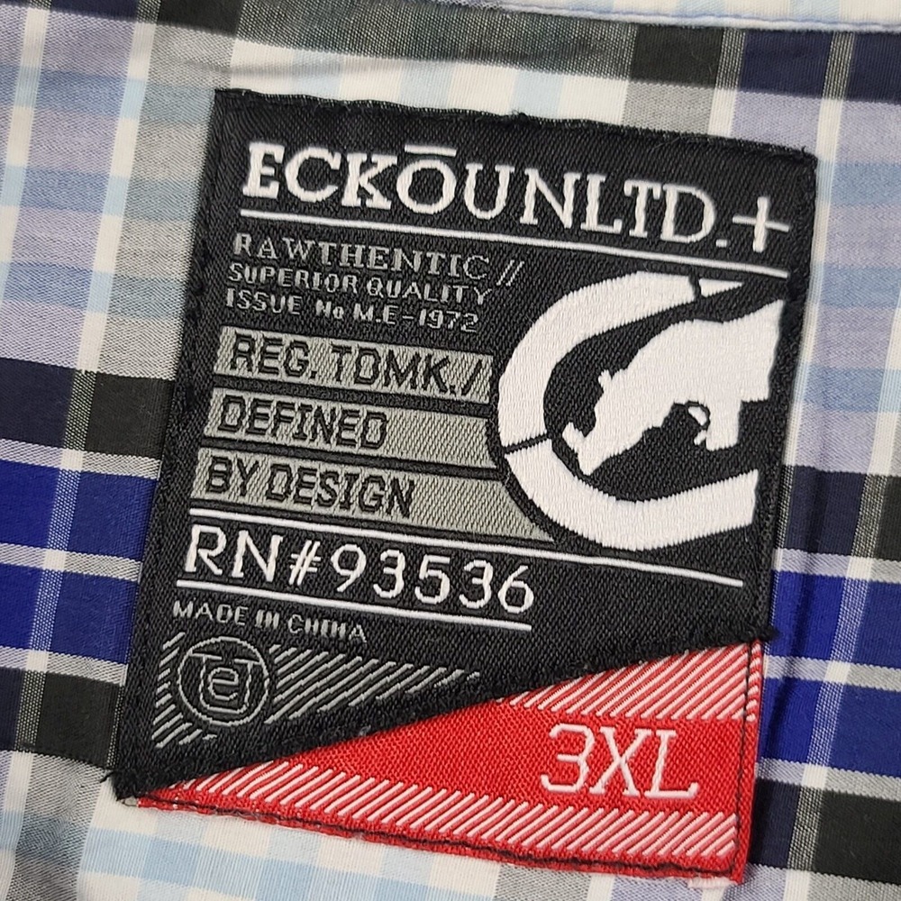 Ecko Unltd Plaid Button Down Shirt Long Sleeve Casual 3XL - Picture 7 of 14
